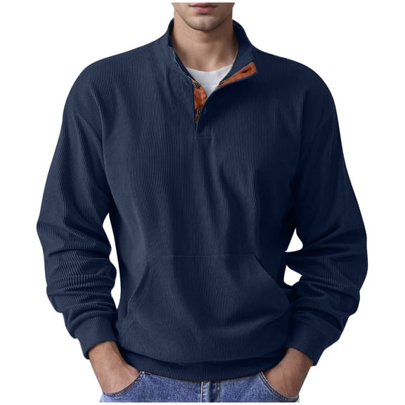 HAiming Mens Corduroy Shirts Trendy Long Sleeve Lapel Collar Button Sweatshirts Plus Size Casual Loose Pullover Blouse