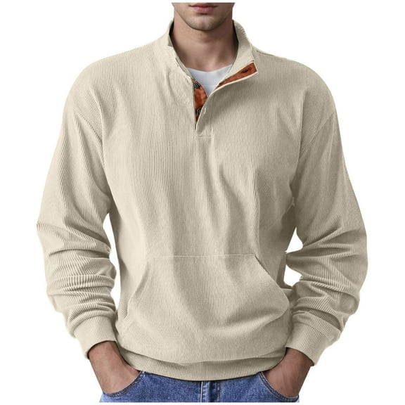 HAiming Mens Corduroy Shirts Trendy Long Sleeve Lapel Collar Button Sweatshirts Plus Size Casual Loose Pullover Blouse