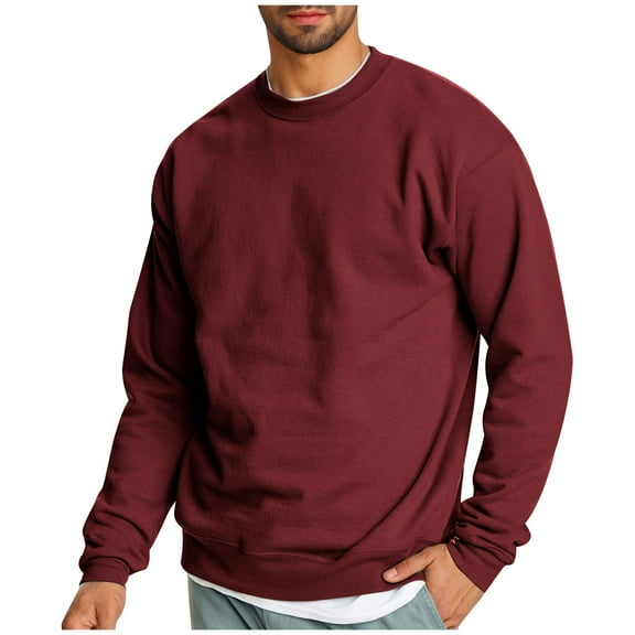 HAiming Mens Crewneck Long Sleeve Pullover Tops Warm Fleece Lined Sweatshirt Fall Winter Plus Size Casual Basic Blouse