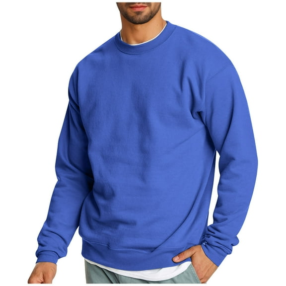 HAiming Mens Crewneck Long Sleeve Pullover Tops Warm Fleece Lined Sweatshirt Fall Winter Plus Size Casual Basic Blouse