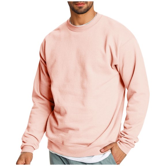 HAiming Mens Crewneck Long Sleeve Pullover Tops Warm Fleece Lined Sweatshirt Fall Winter Plus Size Casual Basic Blouse
