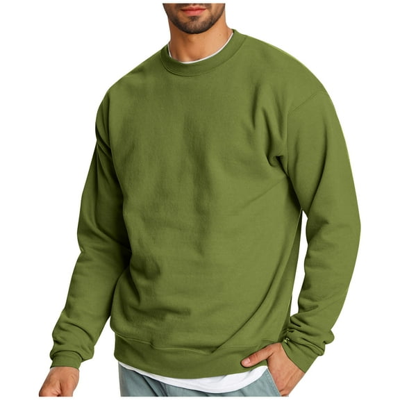 HAiming Mens Crewneck Long Sleeve Pullover Tops Warm Fleece Lined Sweatshirt Fall Winter Plus Size Casual Basic Blouse