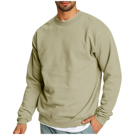 HAiming Mens Crewneck Long Sleeve Pullover Tops Warm Fleece Lined Sweatshirt Fall Winter Plus Size Casual Basic Blouse