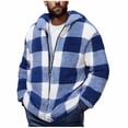 thumbnail image 1 of HAiming Mens Double Fleece Jacket Coats Plaid Full Zip Winter Warm Long Sleeve Casual Going out Outwear, 1 of 6