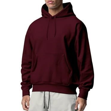 HAiming Mens Drawstring Hooded Solid Color Long Sleeve Oversized Sweatshirt Plus Size Casual Pullover Tops with Pocket