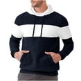 thumbnail image 1 of HAiming Mens Hoodies Color Block Long Sleeve Drawstring Hooded Swetashirt Pullover Tops with Pocket, 1 of 9