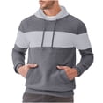thumbnail image 1 of HAiming Mens Hoodies Color Block Long Sleeve Drawstring Hooded Swetashirt Pullover Tops with Pocket, 1 of 9