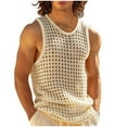 thumbnail image 1 of HAiming Mens Knitted Crochet Tank Tops Casual Summer Hollow Sleeveless Round Neck Loose Pullover Shirts, 1 of 7