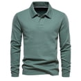thumbnail image 1 of HAiming Mens Long Sleeve Shirts Solid Color V Nek Lapel Button Knitted Pullover Sweatshirts Casual Collared Tshirts, 1 of 5