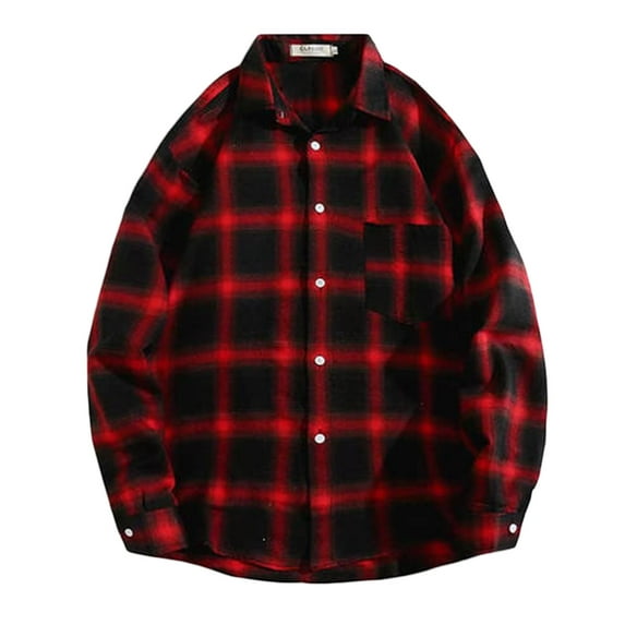 HAiming Mens Long Sleeve Shirts Trendy Plaid Button down Tops 2025 Fall Winter Casual Blouse Jackets with Pocket
