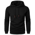 thumbnail image 1 of HAiming Mens Pullover Hoodies Long Sleeve Drawstring Casual Solid Color Hooded Sweatshirts with Pockets, 1 of 5
