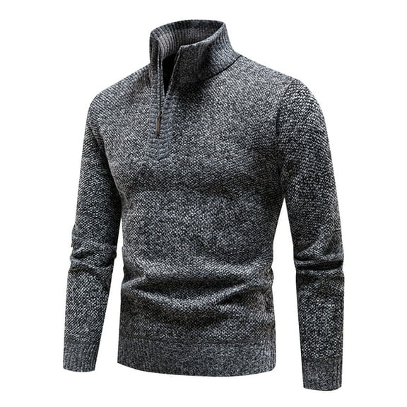 HAiming Mens Quarter Zip Pullover Sweaters Slim Long Sleeve Stand Collar Knitted Jumper 2025 Plus Size Casual Sweater