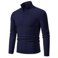 thumbnail image 1 of HAiming Mens Quarter Zip Sweater Long Sleeve Stand Collar Rib Knit Tops Fall Winter Plus Size Casual Pullover Blouse, 1 of 8