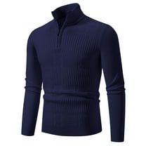 HAiming Mens Quarter Zip Sweater Long Sleeve Stand Collar Rib Knit Tops Fall Winter Plus Size Casual Pullover Blouse