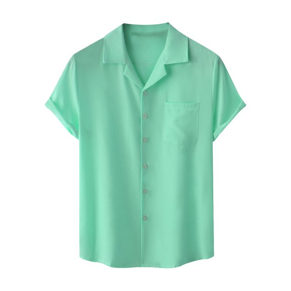HAiming Mens Short Sleeve Button down Shirts Plus Size Casual Lapel Collar 2025 Summer Beach Vacation Tops Blouse