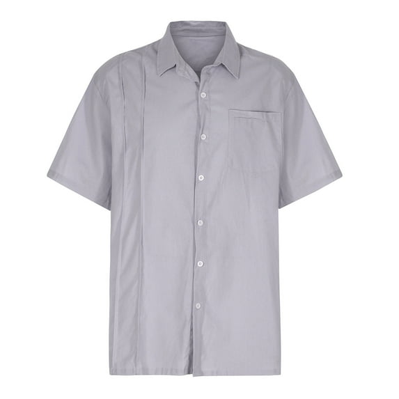 HAiming Mens Short Sleeve Shirt Button down Casual Cotton Linen Summer Beach Wedding Tops Plus Size Loose Basic Blouse