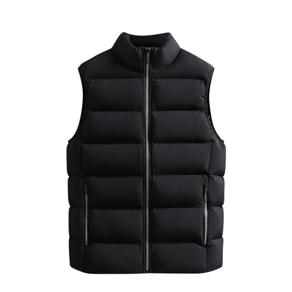 HAiming Mens Sleeveless Jacket Winter Warm Plus Size Casual Solid Color Stand Collar Zip up Cotton Outwear with Pocket
