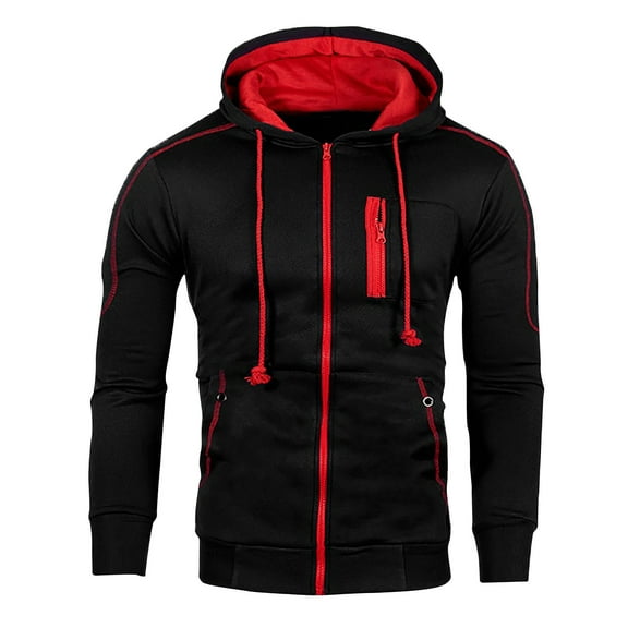 HAiming Mens Sport Hooded Jacket Long Sleeve Drawstring Zip up Coats Winter Plus Size Causal Warm Outwear with Pocket