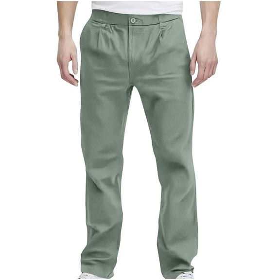 HAiming Mens Straight Leg Suit Pant Plus Size Casual Loose Lightweight Slim Business Office Work Lounge Trousers