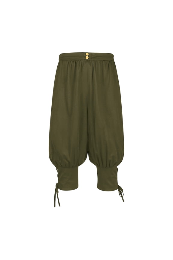 Mens Summer Shorts Medieval Renaissance Retro Casual Elastic Waist Knee Strap Plus Size Loose Short Pants
