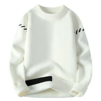 HAiming Mens Sweater Casual Long Sleeve Crewneck Solid Color Knit Pullover Tops Winter Warm Plus Size Loose Knitwear