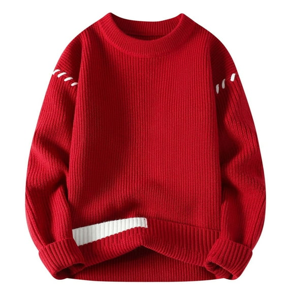 HAiming Mens Sweater Casual Long Sleeve Crewneck Solid Color Knit Pullover Tops Winter Warm Plus Size Loose Knitwear