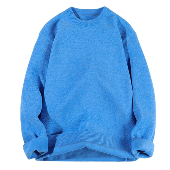 HAiming Mens Sweater Long Sleeve Casual Warm Fleece Lined Thermal Pullover Solid Color Tops Trendy Clothes