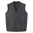 thumbnail image 1 of HAiming Mens Sweater Vest Fleece Lined Button V Neck Sleeveless Solid Color Cardigan Loose Knitted Tops with Pockets, 1 of 3