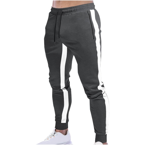 HAiming Mens Sweatpants Drawstring Elastic Waisted Jogger Pants Casual Athletic Workout Trousers with Zipper Pockets