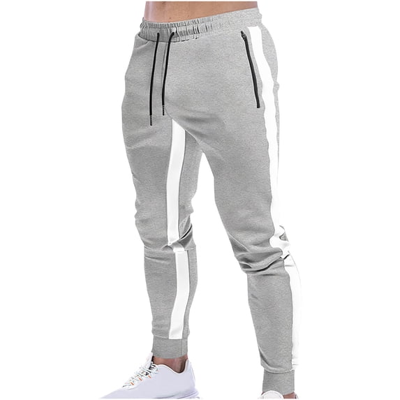HAiming Mens Sweatpants Drawstring Elastic Waisted Jogger Pants Casual Athletic Workout Trousers with Zipper Pockets