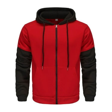 HAiming Mens Sweatshirts Fleece Long Sleeve Zip up Hoodies Jacket Color Block Casual Drawstring Outwear Pockets