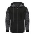 thumbnail image 1 of HAiming Mens Sweatshirts Fleece Long Sleeve Zip up Hoodies Jacket Color Block Casual Drawstring Outwear Pockets, 1 of 5