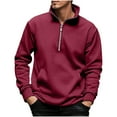 thumbnail image 1 of HAiming Mens Sweatshirts Half Zip up Long Sleeve Stand Collar Pullover Solid Color Casual Fall Fashion Tops with Pocket, 1 of 8