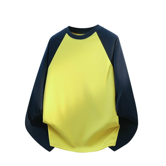 HAiming Mens T Shirts Long Sleeve Crew Neck Pullover Color Block Comfy Baseball Workout Casual Tops