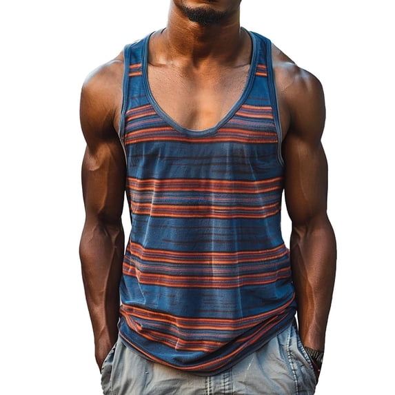 HAiming Mens Tank Tops Summer Color Block Sleeveless Shirts Casual Vacation Beach Tops Trendy Clothes