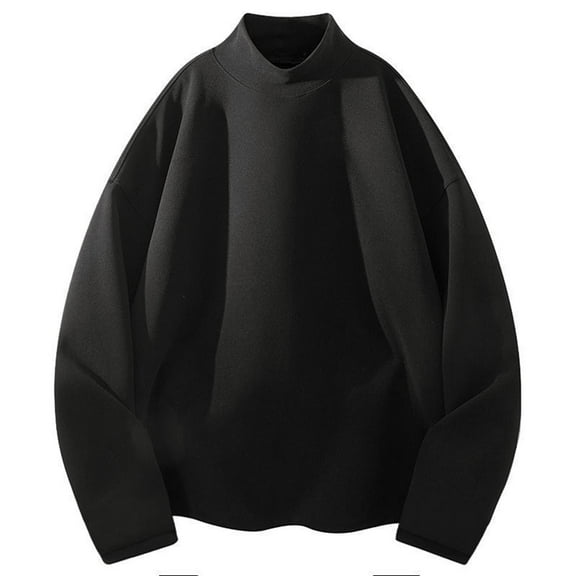 HAiming Mens Turtleneck Long Sleeve Tops Solid Casual Pullover Knit Shirts Winter Plus Size Thicken Warm Basic Blouse