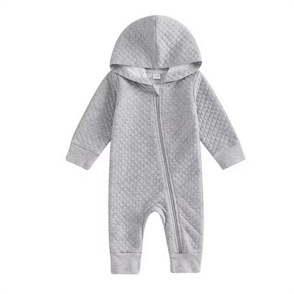 HAiming Newborn Baby Boy Girl Zipper Hooded Romper Cute Long Sleeve Jumpsuit Warm Outfit Fall Winter Clothes