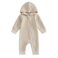 thumbnail image 1 of HAiming Newborn Baby Boy Girl Zipper Hooded Romper Cute Long Sleeve Jumpsuit Warm Outfit Fall Winter Clothes, 1 of 3