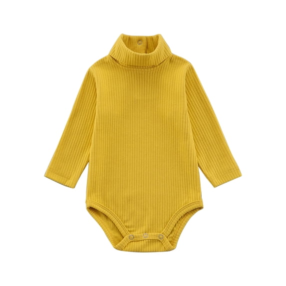 HAiming Newborn Baby Boys Girls Turtleneck Bodysuit Long Sleeve Solid Ribbed Knit Sweater Jumpsuit Fall Winter Clothes
