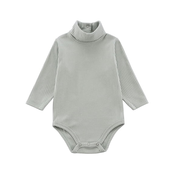 HAiming Newborn Baby Boys Girls Turtleneck Bodysuit Long Sleeve Solid Ribbed Knit Sweater Jumpsuit Fall Winter Clothes