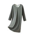 thumbnail image 1 of HAiming Nightgown for Women Long Sleeve Sleepwear Loose V Neck T-Shirt Dress Comfy Pajama Loungewear, 1 of 1