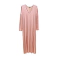 thumbnail image 1 of HAiming Nightgowns for Women Long Sleeve V Neck Solid Color Pajama Casual Pjs Soft Comfy Sleepwear, 1 of 1