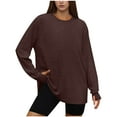 thumbnail image 1 of HAiming Oversized T Shirts for Women Thumb Hole Long Sleeve Workout Tops Crewneck Tee Clothes Fall Trendy Clothing Brown L, 1 of 3