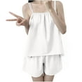 thumbnail image 1 of HAiming Pajamas Set for Women 2 Piece Sleeveless Pleated Tops Elastic Waist Shorts Cozy Sleepwear Pjs Lounge Sets, 1 of 4