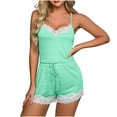 thumbnail image 1 of HAiming Pajamas Sets for Women Sleeveless V Neck Camisole Top Shorts Pjs Lace Sleepwear 2 Piece Outfits Homewear, 1 of 6
