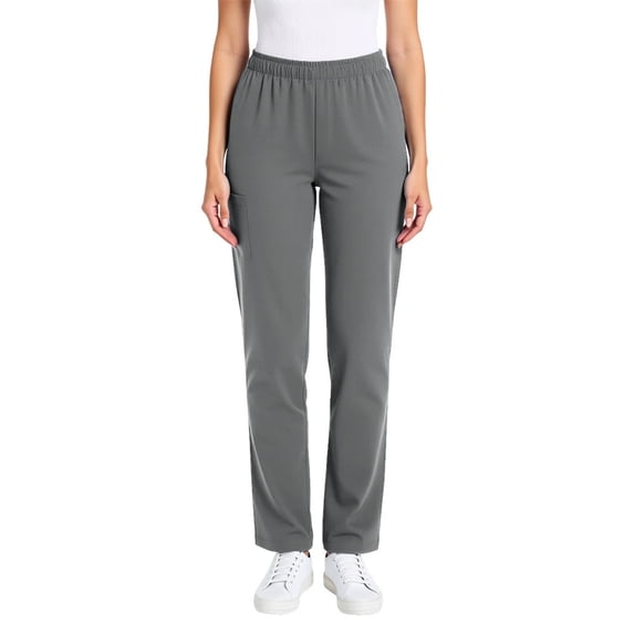 HAiming Pants for Women Casual Straight Leg Elastic Waist Solid Color Business Work Uniforms Trousers