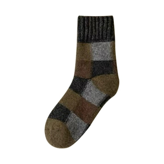 HAiming Plaid Crew Socks Thermal Warm Winter Sock for Women Comfortable Knitted Mid-Tube Socks for Sports