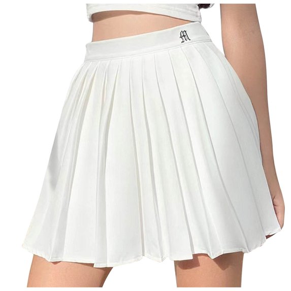 HAiming Pleated Mini Skirts for Women High Waist A-Line Short Skirt Casual Comfy Skater Tennis Skirt with Shorts