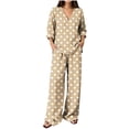 thumbnail image 1 of HAiming Plus Size 2 Piece Sets for Women Polka Dot Long Sleeve Tops Wide Leg Pants with Pockets Loose Lounge Sets, 1 of 6