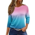 thumbnail image 1 of HAiming Plus Size 3/4 Sleeve Shirts for Women Trendy Gradient Color Crewneck Pullover Tops Loose Casual Basic Blouse, 1 of 5